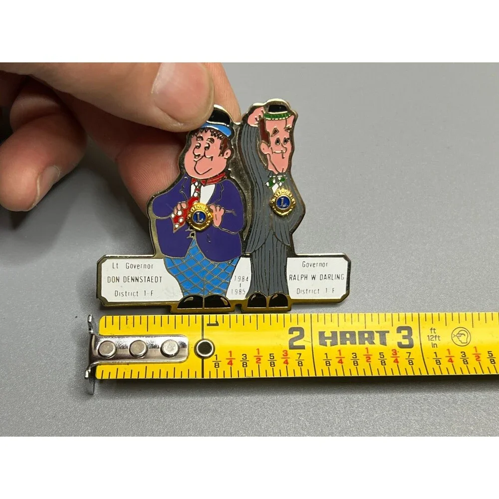 Laurel & Hardy Lion's Club Governor Don Dennstaedt & Ralph W. Darlin Lapel Pin
